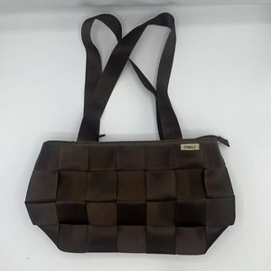 Comley Seatbelt Bag Brown Double Handle Tote Purse Zippered‎